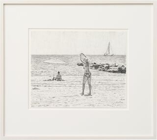 Picture "Brighton Beach: Woman Stretching" (2023) (Unique piece)