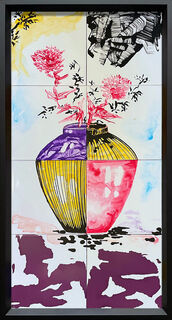 Bild "Vase yellow-pink" (2024) (Unikat)